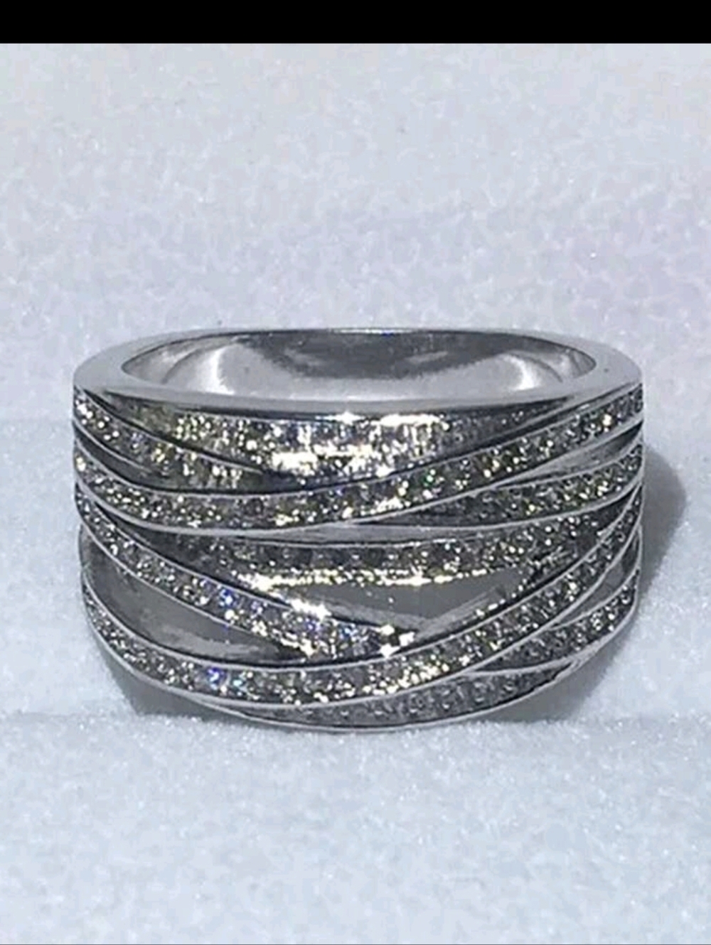 Silver Multi-Row Pavé Band Ring - Women Jewelry